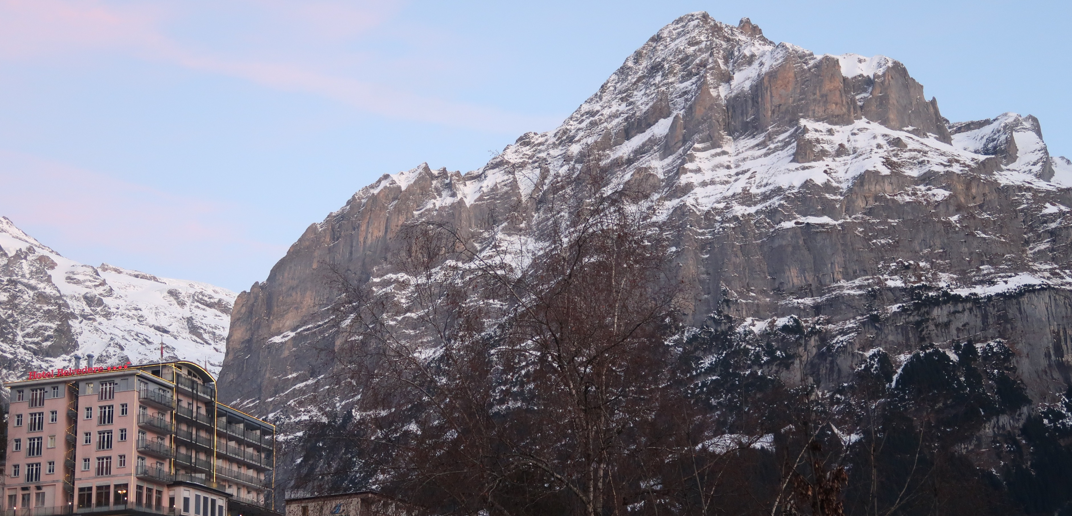 Belvedere Hotel with Ostegg mountain in the background